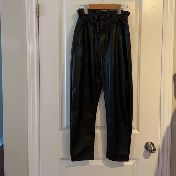 Zara Baggy Faux Leather Pants US 32 - Picture 6 of 9